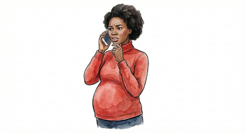 Schwangere mit Telefon