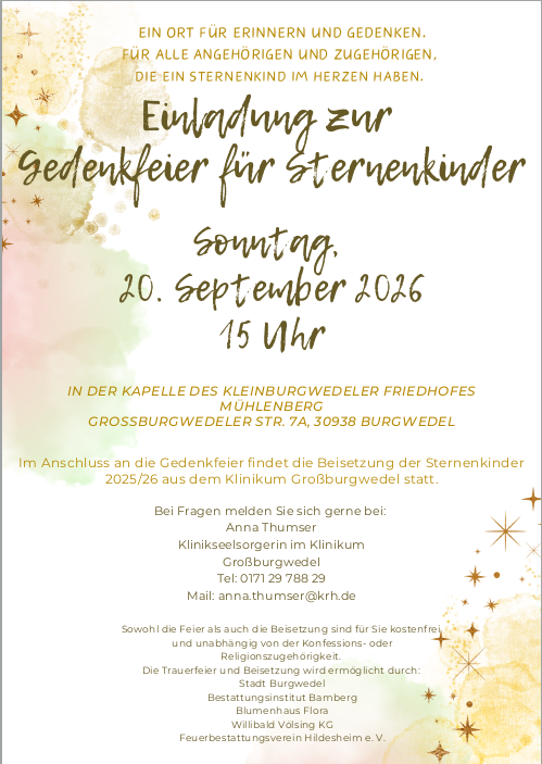 Einladung zur Gedenkfeier für Sternenkinder